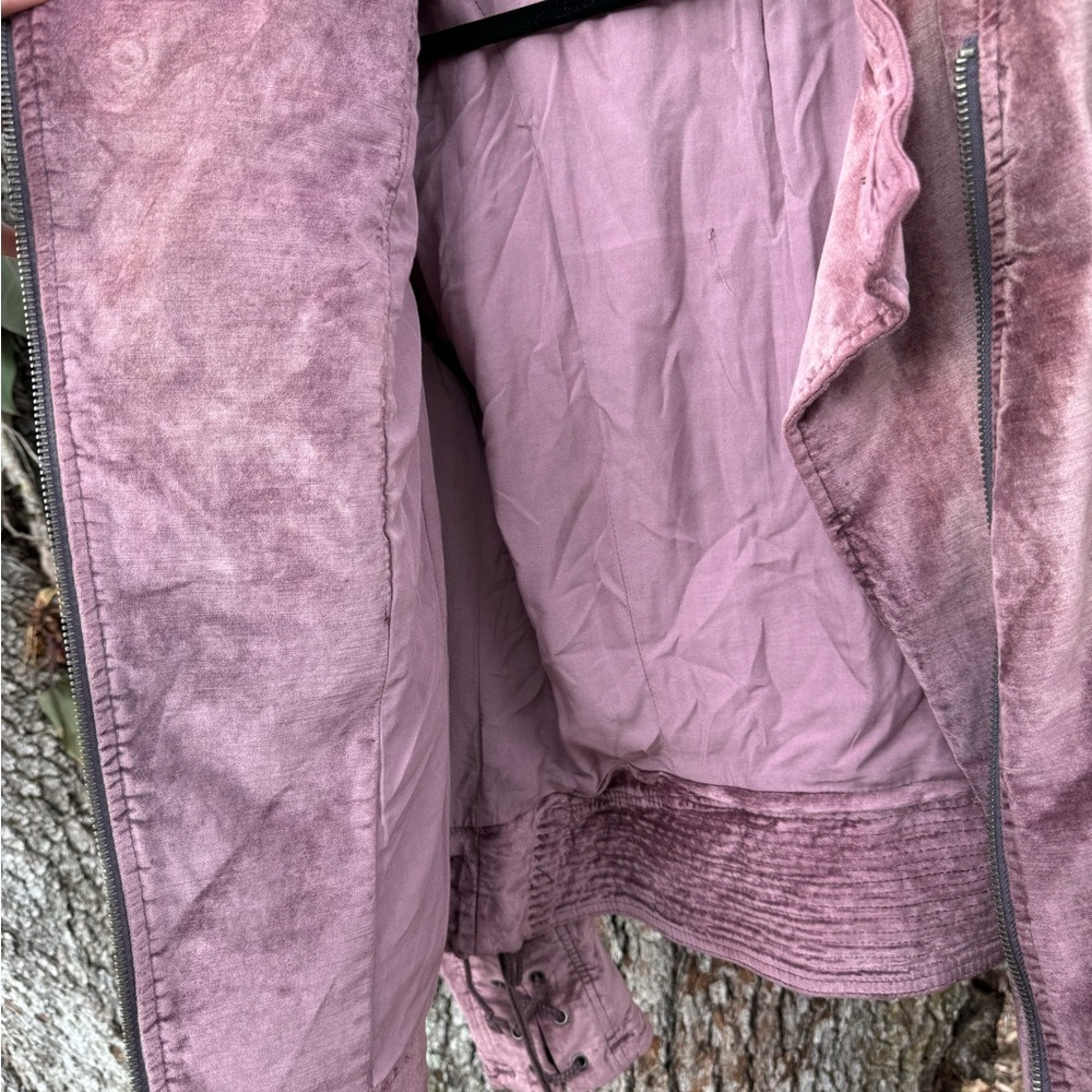 Free People Crushed Velvet Purple Moto jacket with lace up details.Size Large - Picture 14 of 16